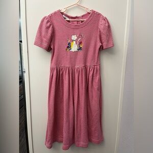 FRIENDS Pink and White Striped Dress with Embroidered Cat